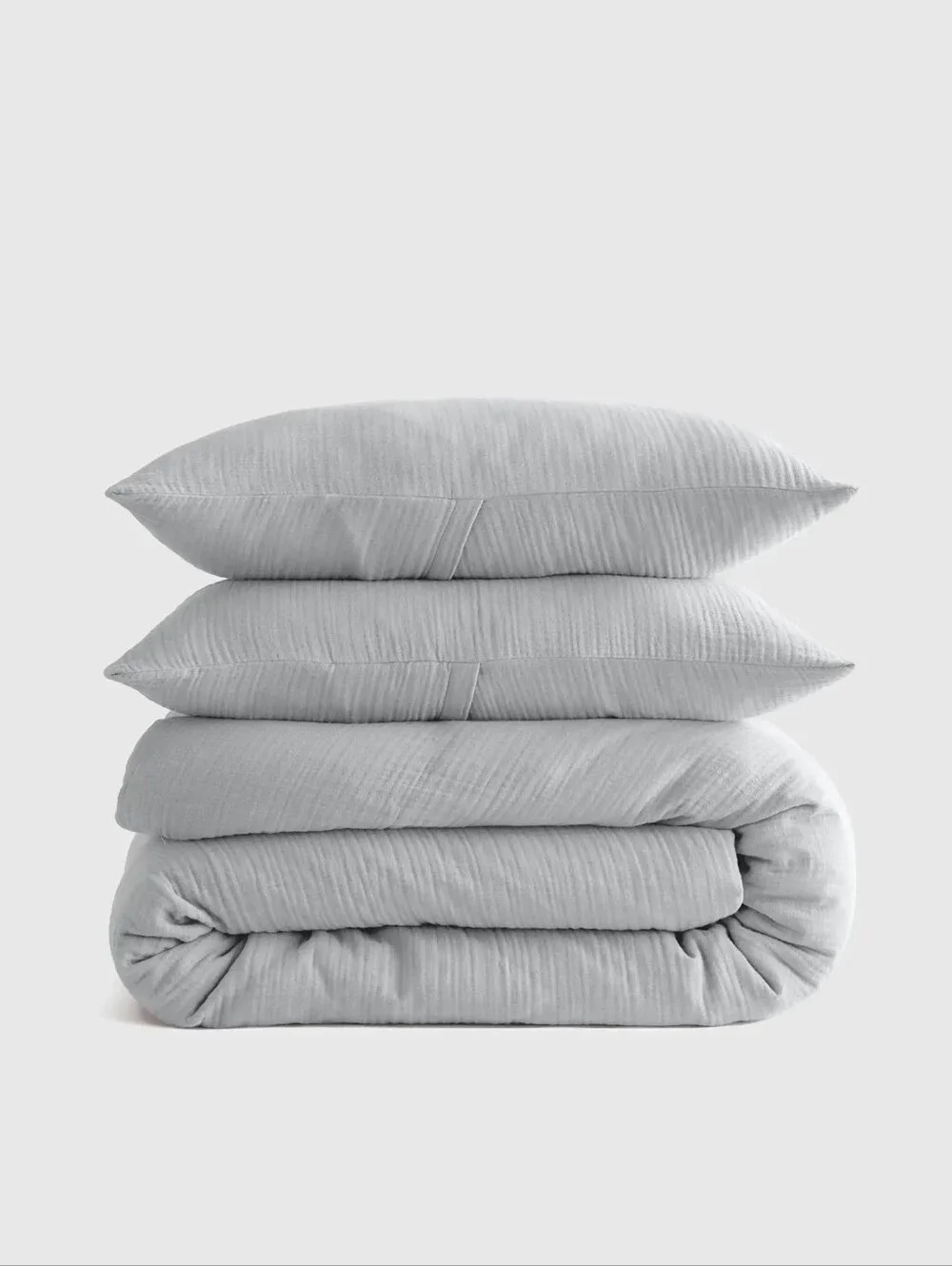 NWT Quince Organic Cotton Gauze Duvet Cover Set King & Shams Grey Quiet Luxury